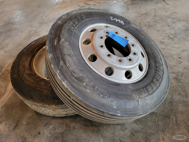 (2) 11R22.5 tires on aluminum rims